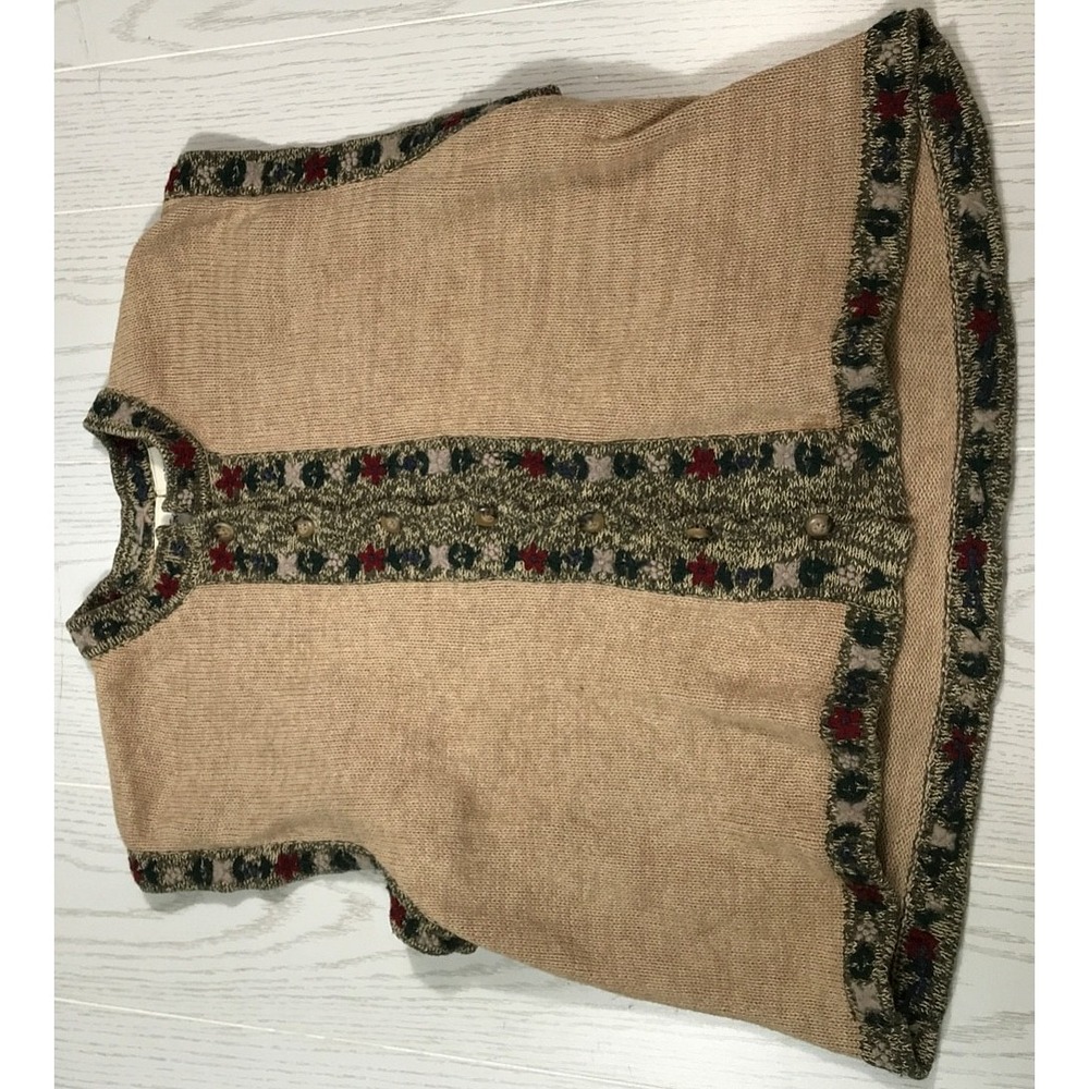 Vintage Two Twenty Vest Womens L Brown Ramie Cotton Button Up Boho Grandma Ugly